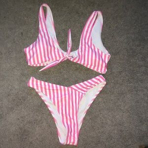 Front Knot Striped Bikini